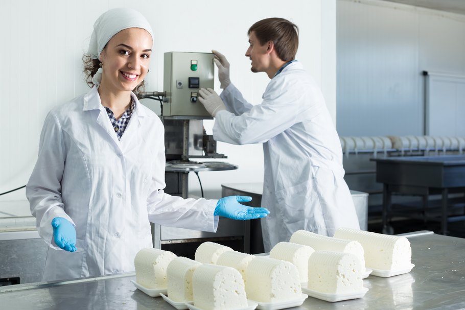 Lehrlinge bei der Käseherstellung: Viele Unternehmen der Lebensmittelindustrie bilden junge Menschen als Fachkräfte aus.
